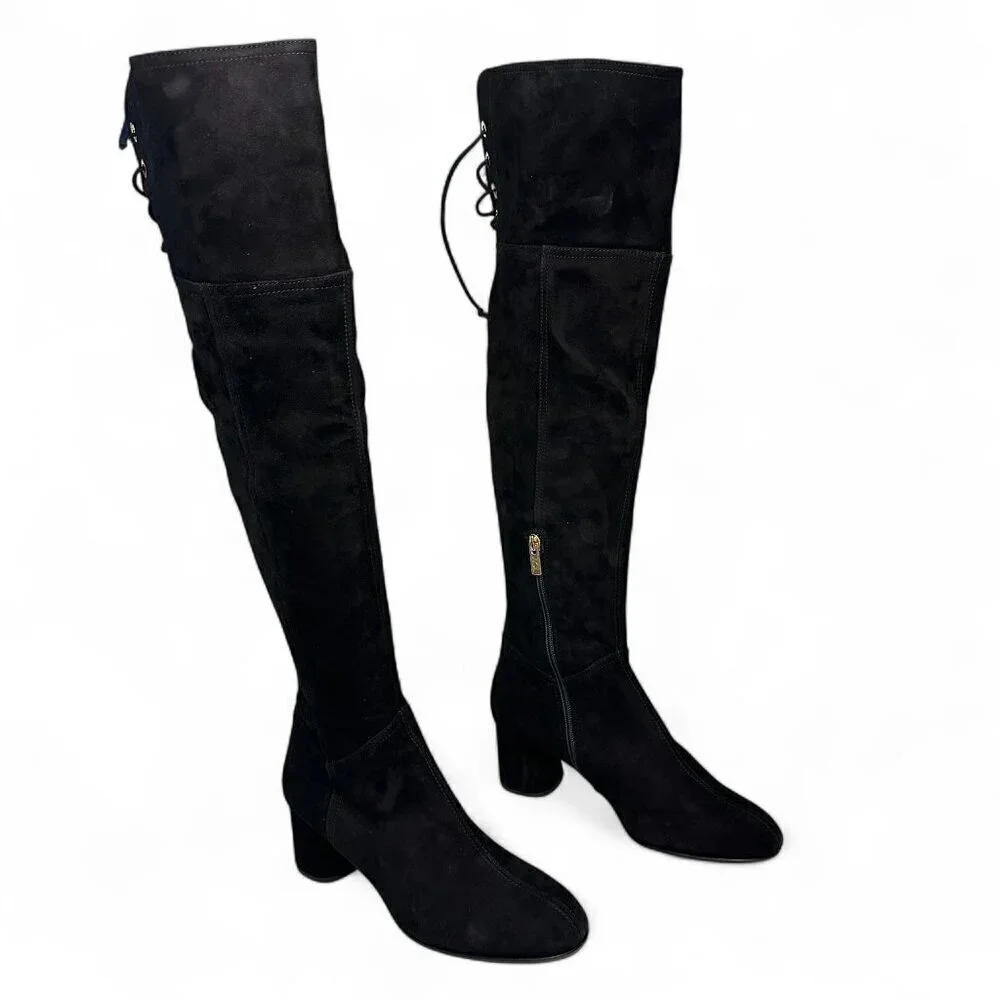 AGL Scarlet Over-The-Knee Suede Leather Boot, EU 38, Black NEW IN BOX